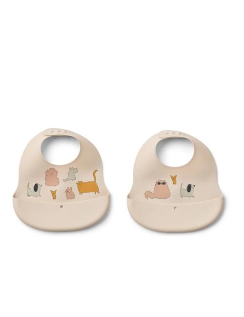 Set 2 Bavoirs en silicone - Cats & Dogs/Sandy