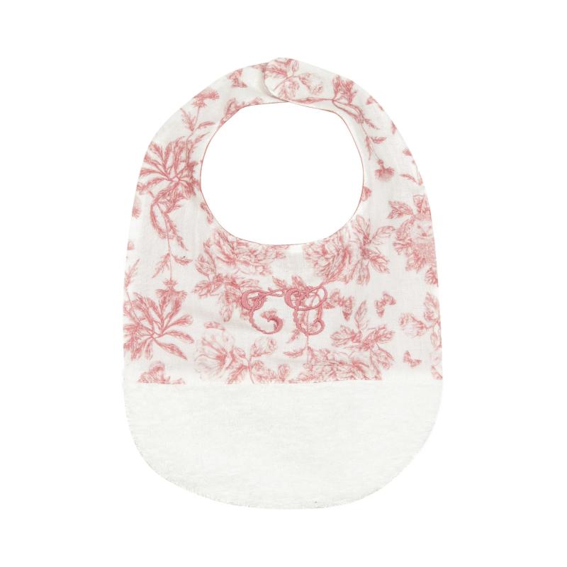 Bavoir - Toile de Jouy T2 rose
