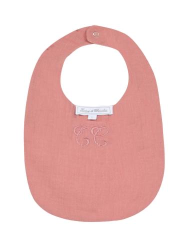 Bavoir - Toile de Jouy T2 rose