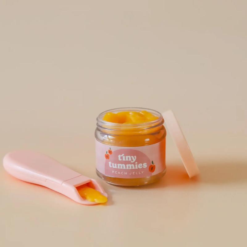 Ensemble de pot de nourriture à la gelée de pêche Tiny Tummies et cuillère