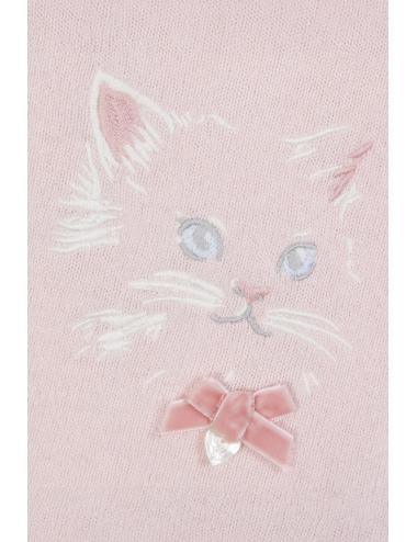 Pull - Rose pâle illustration chat