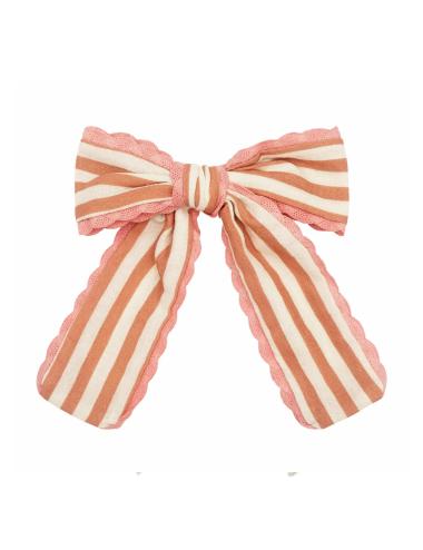 Barrette à cheveux - Noeud long rayé