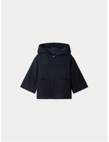 Manteau mixte Timo à carreaux ton sur ton en coton biologique et laine