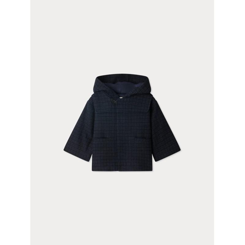 Manteau mixte Timo à carreaux ton sur ton en coton biologique et laine