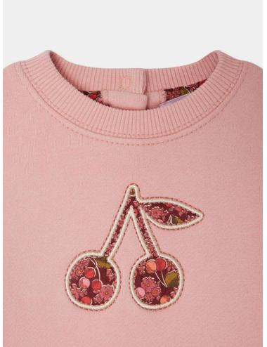 Sweat Dahlia avec cerise en tissu Liberty en coton biologique