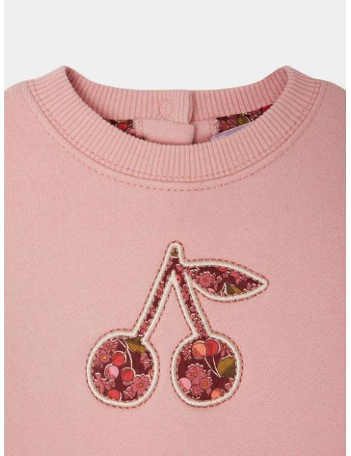 Sweat Dahlia avec cerise en tissu Liberty en coton biologique