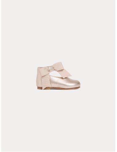 Chaussures premiers-pas Jain en cuir lamé et rose