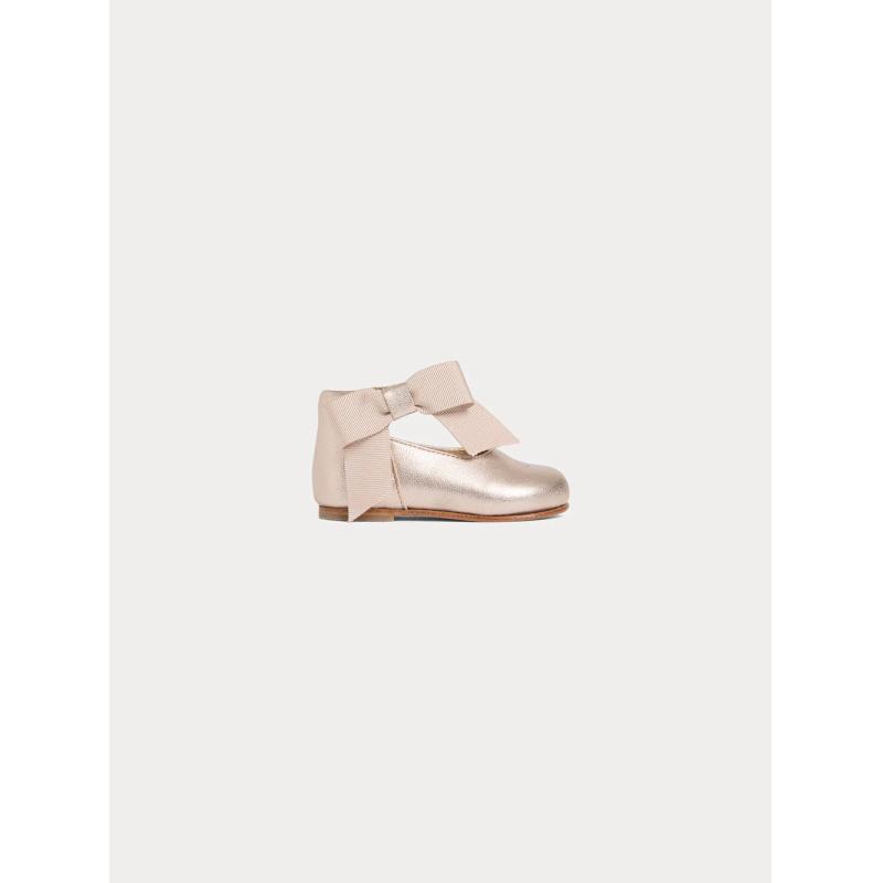 Chaussures premiers-pas Jain en cuir lamé et rose