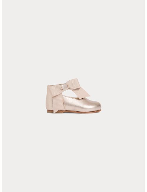 Chaussures premiers-pas Jain en cuir lamé et rose
