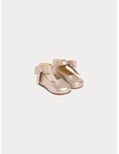 Chaussures premiers-pas Jain en cuir lamé et rose