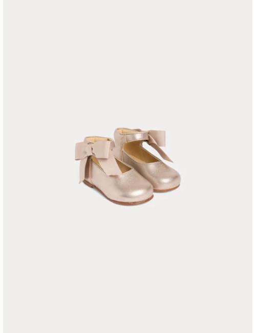Chaussures premiers-pas Jain en cuir lamé et rose