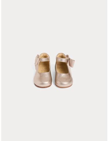 Chaussures premiers-pas Jain en cuir lamé et rose