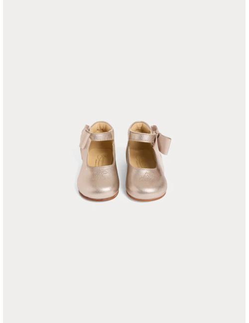 Chaussures premiers-pas Jain en cuir lamé et rose