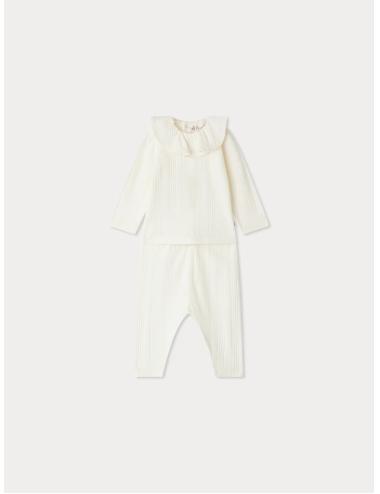 Ensemble Jelsia avec colerette et côtes plates en coton biologique