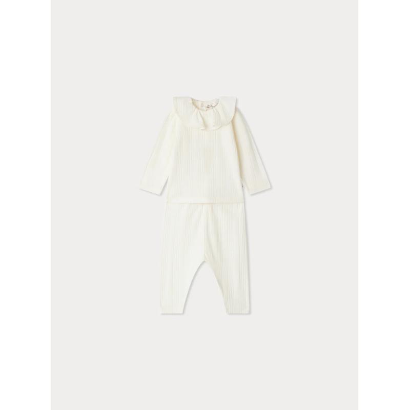 Ensemble Jelsia avec colerette et côtes plates en coton biologique