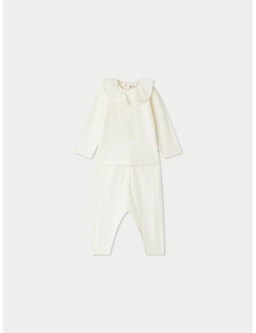 Ensemble Jelsia avec colerette et côtes plates en coton biologique