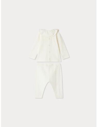 Ensemble Jelsia avec colerette et côtes plates en coton biologique