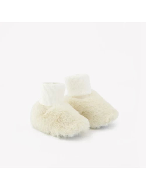 Chaussons - Ecru imitation fourrure
