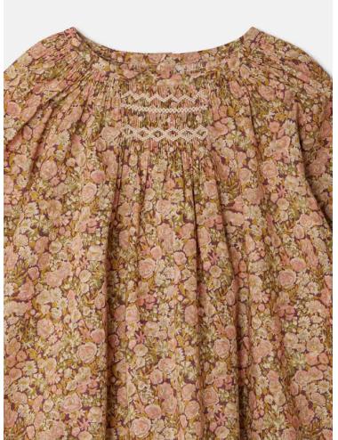 Combinaison Jia smockée en tissu Liberty en coton biologique