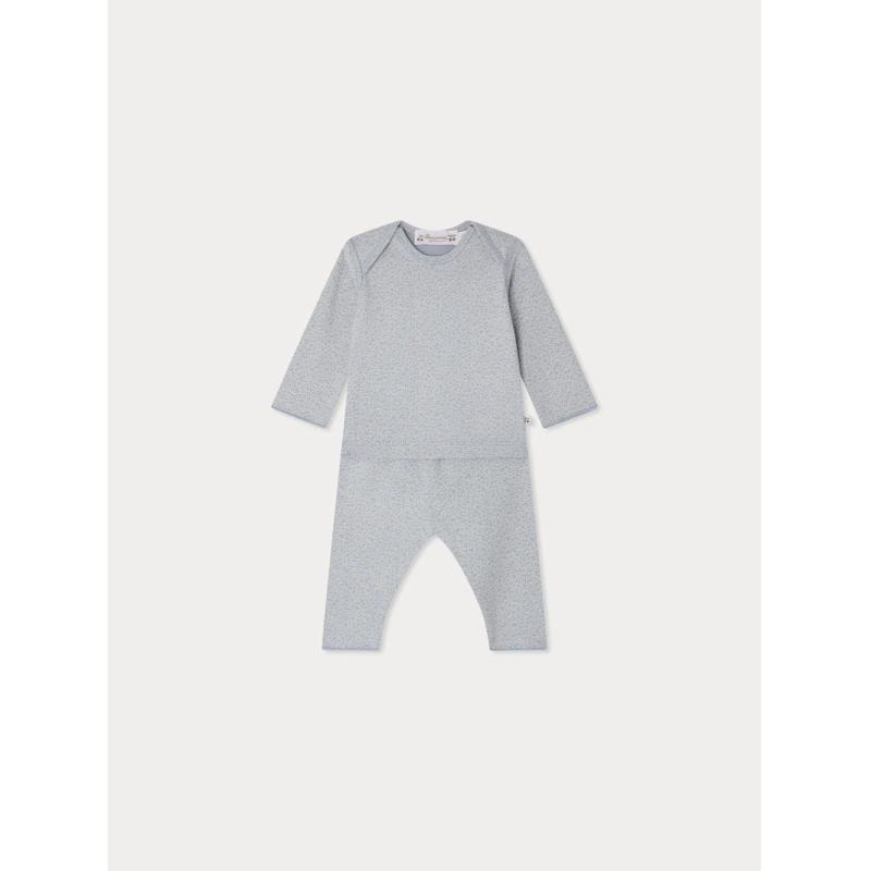 Ensemble mixte Timi imprimé à encolure américaine en coton biologique bleu gris