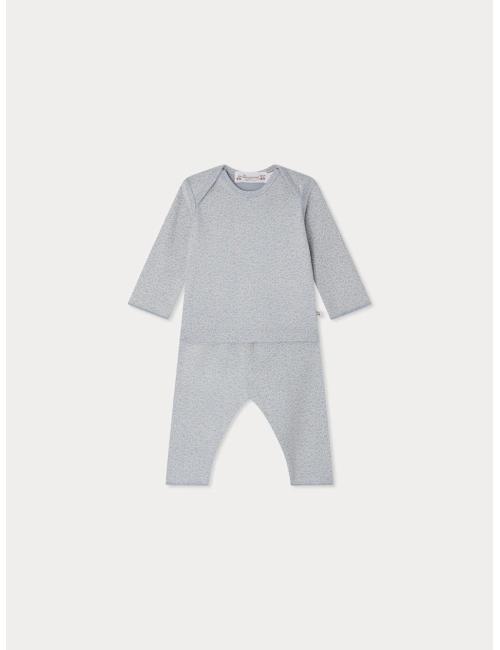 Ensemble mixte Timi imprimé à encolure américaine en coton biologique bleu gris