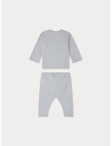 Ensemble mixte Timi imprimé à encolure américaine en coton biologique bleu gris