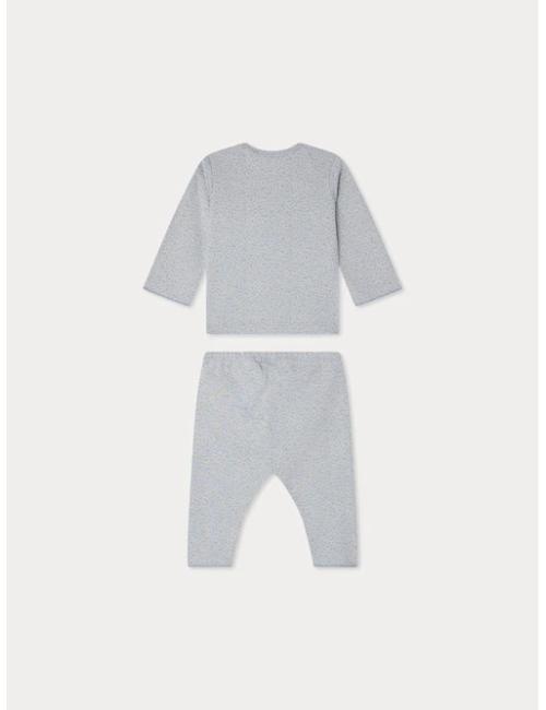 Ensemble mixte Timi imprimé à encolure américaine en coton biologique bleu gris