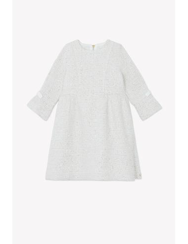 Robe - Ecru en tweed