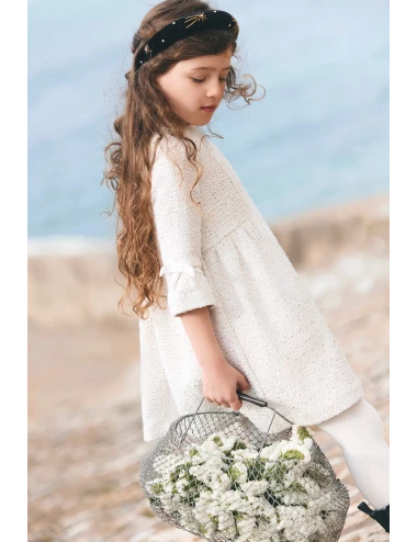 Robe - Ecru en tweed