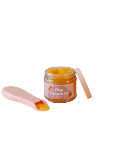 Ensemble de pot de nourriture à la gelée de pêche Tiny Tummies et cuillère