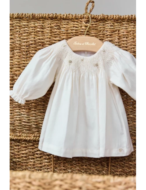 Robe - Ecru col smock