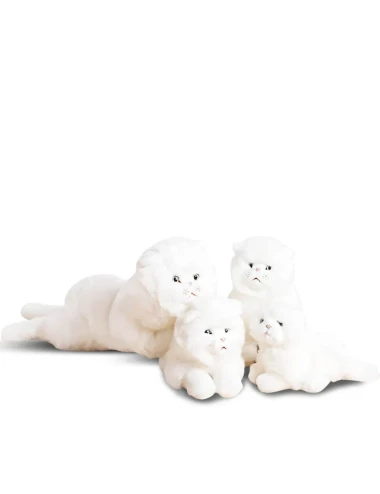 Chat Oscar Allongé Blanc 30 cm